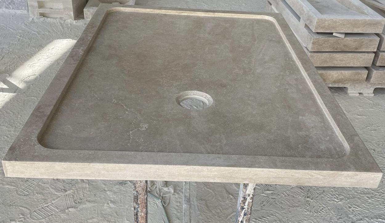 Receveur, bac à douche en Travertin sur mesure et épaisseur 5cm