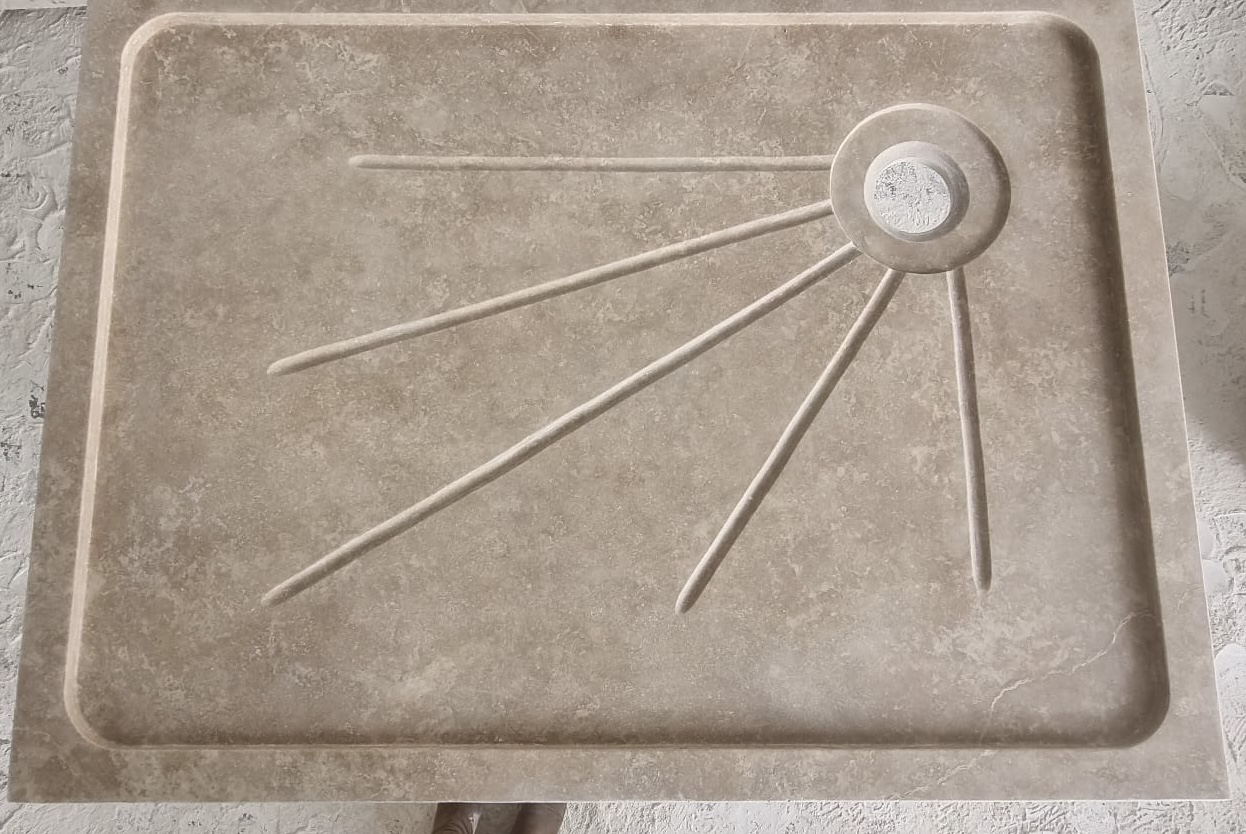 Bac à douche receveur avec rainure, pierre naturelle travertin 