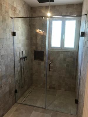 Photo Travertin sol et mur dans salle de bain, douche, salle d'eau, toilettes