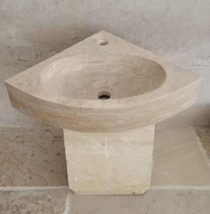 Photo Vasque d'angle en pierre naturelle Travertin 